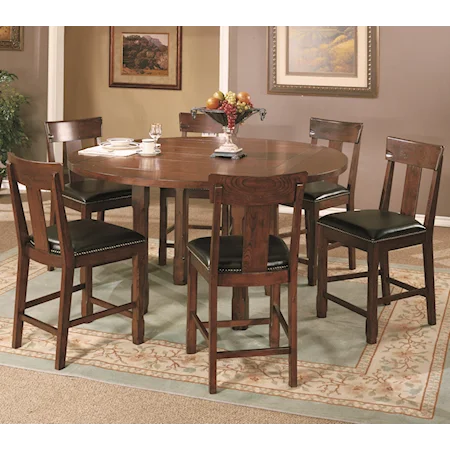 7 Piece Dining Table Set with 36 Inch Drop Leaf Table and Barstools